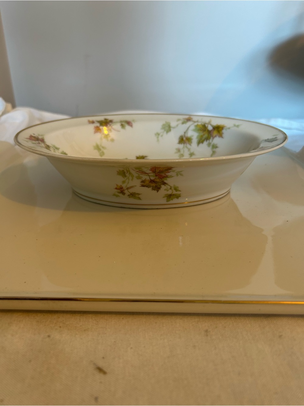 Haviland Autumn Leaf Porcelain oval Serving Bowl in White